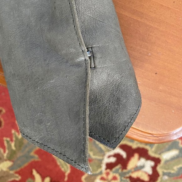 Helmut Lang Leather Moto Jacket Army Green Coat Jacket w/hook  S - Picture 7 of 9